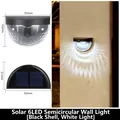 Applique murale solaire extérieure 6 LED à lumière blanche et boîtier noir arrondi - 6LED/Coque Noire/Lumière Blanche
