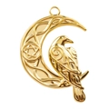 Ciondolo a mezzaluna e corvo in acciaio inossidabile 304 placcato oro 18k con nodo celtico - Oro
