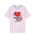 Light pink cotton t-shirt with red heart and Happy Valentine's Day print for couples - Pink (Valentine's Day Print)