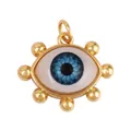 Goldener Evil Eye Anhänger mit blauer Emaille und dekorativen Metallperlen - M86-E3 Auge Sonnen-Stil / Blau