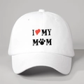 Casquette de baseball en coton blanc avec imprimé 'I Love My Mom' et logo patte - Blanc