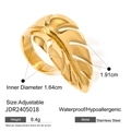 Verstellbarer goldener Edelstahlring in Blattform, wasserfest und hypoallergen - Gold