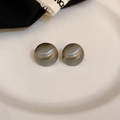 Minimalist gunmetal brushed hemispherical stud earrings in a polished dark gray finish - Gunmetal Glossy Ball (925 Sterling Silver Earring Post)