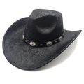 Dettaglio cappello da cowboy nero con texture a serpente e borchie in metallo - M (56-58cm) / Motivo Serpente Nero