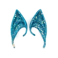 Cosplay elf ears with blue glitter finish and iridescent hexagonal sequins for Halloween - 10CM OPP Bag / Upgrade Blue Pink Glitter (10CM)