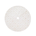 Jupe de sapin de Noël blanche en peluche avec broderies pailletées de flocons dorés - 90cm / Flocon de Neige Doré