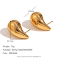 Minimalist 18K gold plated stainless steel teardrop earrings for women 26.7mm - Small Hollow Water Drop Earrings - Gold