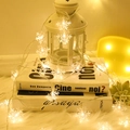 Warm white snowflake LED string lights wrapped around a white lantern for decoration - Snowflake-Warm White / Plug-in-30M 300LED-No Tail Plug