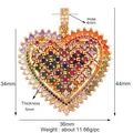 DIY gold plated copper heart pendant with rainbow micro-pave cubic zirconia crystals - Full Pave Colorful Gem Heart / Gold
