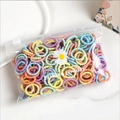 High-elasticity candy colored hair ties set for girls in a floral daisy zipper pouch - Candy Color Spiral 100pcs