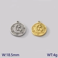 Pendenti rotondi sole luna e stelle in finitura oro e argento larghezza 18,5 mm - Rilievo Tondo Luna Stella (Stile 1) / Oro