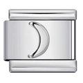 Italian charm bracelet silver link featuring a 3D crescent moon engraved design - Steel Moon-Y389