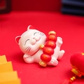 Graziosa statuetta di gatto della fortuna bianco con lanterne per decorazione casa - 0118 Gatto di ricchezza e prosperità