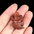 Mini red quartz stone crocodile sculpture, small hand-carved crystal animal figurine - Purple Aventurine