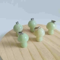 Mini mushroom natural stone pendants in light green quartz with silver metal clasp - Xinschan Jade