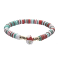 Christmas beaded bracelet with Santa Claus charm and festive red green white clay beads - 004-Santa Claus Charm