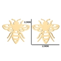 Hollow gold bee stud earrings made of stainless steel with 12mm by 13mm dimensions - 279 Bee / Gold
