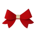Red velvet Christmas bow hair clip with gold ribbon center for kids and girls - Christmas Bow