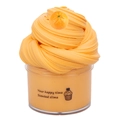 Orange scented butter slime in a clear jar with a miniature orange fruit topping charm - Light Orange Tangerine