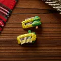 Christmas themed pet hair clip featuring a green tree on a yellow ribbon base - Christmas Tree Yellow Clip