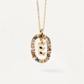 Gold plated necklace featuring colorful zircon stones around the letter E pendant - Gold E