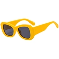 Retro oversized square sunglasses with bold yellow frames and dark lenses for Y2K style - Yellow Frame Grey Lens
