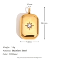 Gold rectangular pendant in 18K stainless steel with zircon and precise dimensions - Square Zirconia Set Pendant