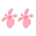 Chic matte pink multi-layered flower stud earrings with elegant gold center detail - Pink (5326)