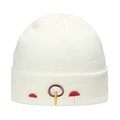 Berretto in maglia bianco avorio con ricami a fungo carini e risvolto caldo in stile - M（56-58cm） / Stile Ricamato Tre Funghi Beige (C)