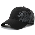 Cappellino sportivo nero traspirante con stampa drago argento e tessuto a rete ad asciugatura rapida - Regolabile / Nero