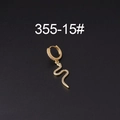 Gold-plated hoop earring featuring a micro-pave zircon snake pendant on black background - Snake Shape Pendant Style (355-15#)