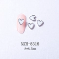 Macro shot of white marble heart nail charm with silver metal edge and size dimensions - 8318 Silver Border White Heart (8*8.5mm)