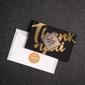 Κομψή μαύρη κάρτα 'Thank You' με χρυσά γράμματα και σετ με λευκό φάκελο - Ευχαριστώ
