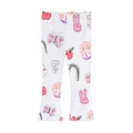 Leggings a zampa bianchi da bambina in maglia a costine con stampe a farfalla a colori - Stampa Cartoon Bianca (1419) / 2T (Altezza Suggerita 80-90cm)