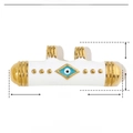 Detail showing dimensions of white enamel evil eye pendant in stainless steel - YE222 White Enamel Evil Eye