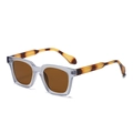Vintage matte purple square sunglasses with classic tortoise shell patterned temples - Sunglasses / Frosted Grey Gradient Tortoise Brown Lens