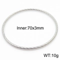 Silver twisted cable cuff bracelet in 70x3mm size made of durable titanium steel - Steel Color (1 Pc)