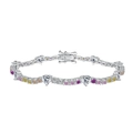 S925 sterling silver heart tennis bracelet with multi-color zircon stones in silver finish - 925 Silver / Heart Tennis Style-16cm (DY150227)