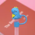 Blue dinosaur silicone straw topper cover for 10mm drinking cup accessories - Blue Dinosaur / 10mm