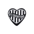 Geometric heart badge with black and white stripes and 'IT'S SHOWTIME' text - Black And White Stripes Style (QHXZ1235)