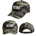 Close-up of camouflage cotton baseball cap with MINI letter embroidery and metal buckle - New Mini Style / Camouflage