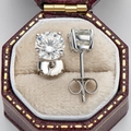 Classic four-prong S925 sterling silver round moissanite stud earrings in silver finish - 0.5ct*2 (1ct Total) / Silver