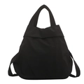 Minimalist black nylon tote bag with versatile multi-functional backpack strap design - Black