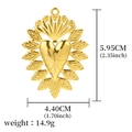 Golden heart-shaped stainless steel pendant with radial pattern and dimensions info - Golden Crown Textured Heart (A0012601)