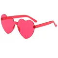 Frameless heart shaped sunglasses in translucent candy red jelly color for parties - Rose Red