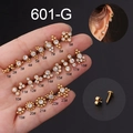 Set da 23 pezzi piercing labret 16G in acciaio inossidabile dorato con zirconi e cristalli - Stile Geometrico (1#) / Oro
