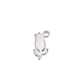 Sleek silver stainless steel tulip pendant charm with polished finish on white background - Steel