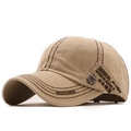Gorra de béisbol de lona caqui con bordado, costuras en contraste y detalle de ancla - Camel