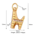 Copper 18k gold plated letter H pendant featuring micro-set white cubic zirconia stones - Zirconia Letter N