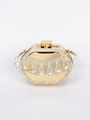 Mini gold metal evening bag with rhinestones, pearls and a beaded chain strap - Gold Style 3